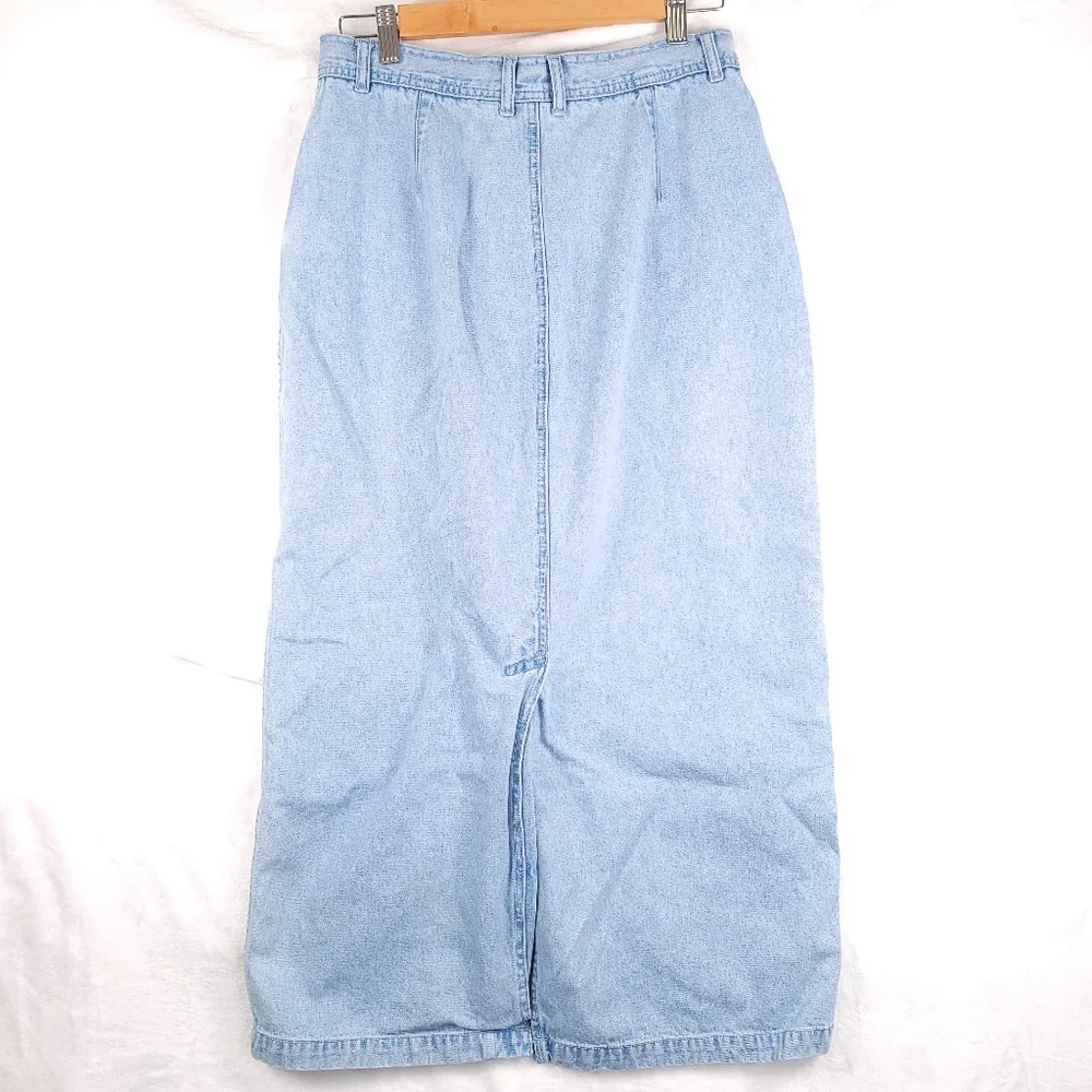 Christopher & Banks 100% Cotton Jean Skirt Button Front 10